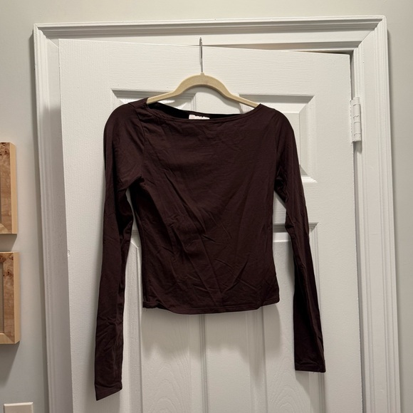 Reformation Wiley Knit Top, brown. Size: Small - Picture 4 of 6